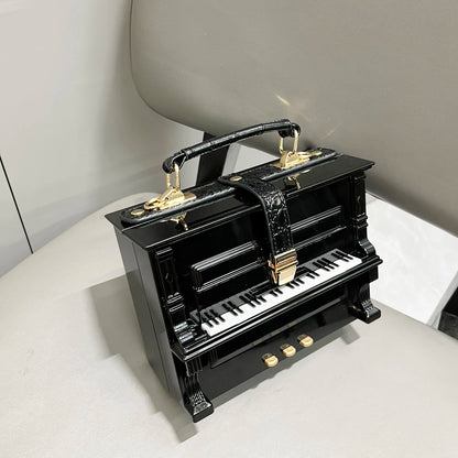 Luxe Handgemaakte Piano-Vormige Schoudertas voor Dames - Chic Ontwerpershandtas en Messenger Bag voor Speciale Gelegenheden