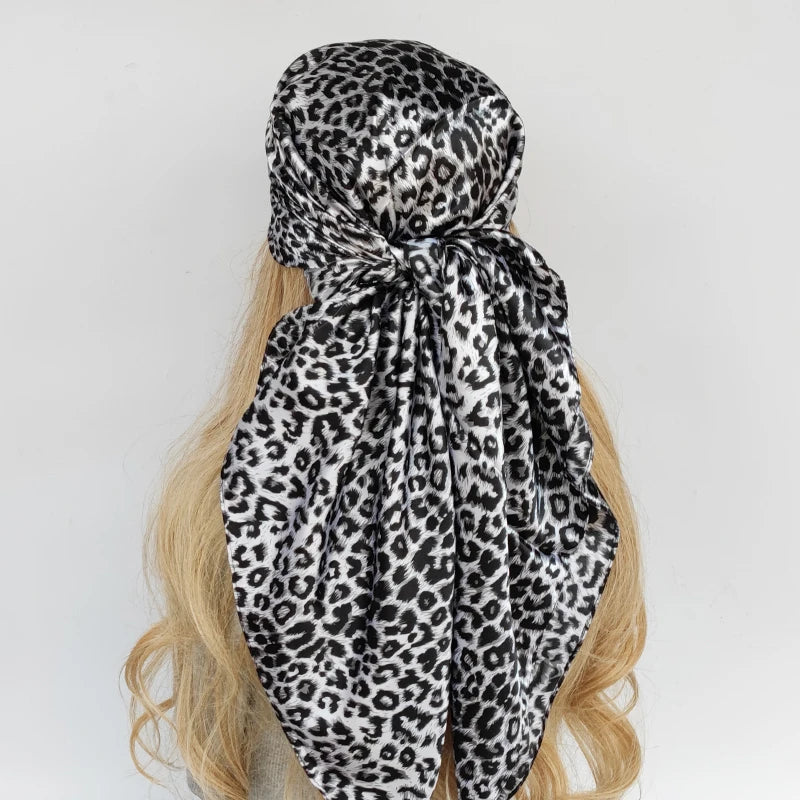Elegante 90x90cm Bloemen Haar Sjaal voor Vrouwen - Stylish Designer Zachte Satijnen Sjaal & Halsdoek - Perfecte Vierkante Zijden Hals- & Haar Sjaal