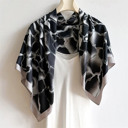 Elegante 90x90cm Twill Zijde-gevoel Vierkante Sjaal voor Dames - Luxe Haar Boomprint Hoofddoek, Sjaal en Nek Sjaal, Perfect voor Hijab of Bandana-stijl!