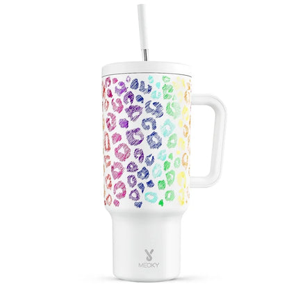 Meoky 40oz RVS Reistumbler - Stijlvolle Multi-Prints, Lekvrij Ontwerp, Perfect voor Koffie, Water en Cadeaus voor Onderweg!