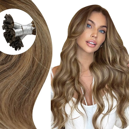 Luxe Volle Glans U Tip Fusion Haar Extensions - Balayage Kleuren met 40-50g Keratine Lijm Parels - Premium Vooraf Gebond Haarextensions