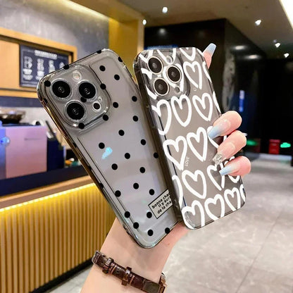 Schattige Cartoon Liefde Hart Telefoonhoes voor iPhone 16 Pro Max, 14, 12, 13, 11, 15, Mini, X, XR, XS, 7, 8 Plus, SE 2 & 3 - Heldere Zachte Shell Bescherming