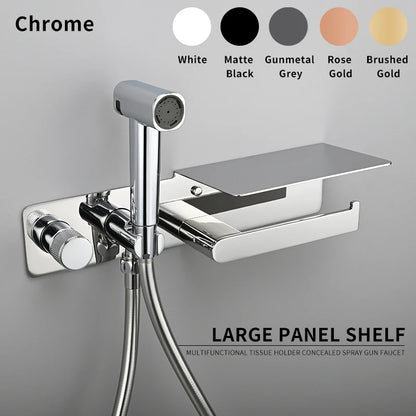 Luxueuze Messing Handdouche Bidet Sprayer met Warm en Koud Water Mengkraan - Stijlvolle Zwart Gouden Afwerking voor Ultieme Hygiëne en Comfort