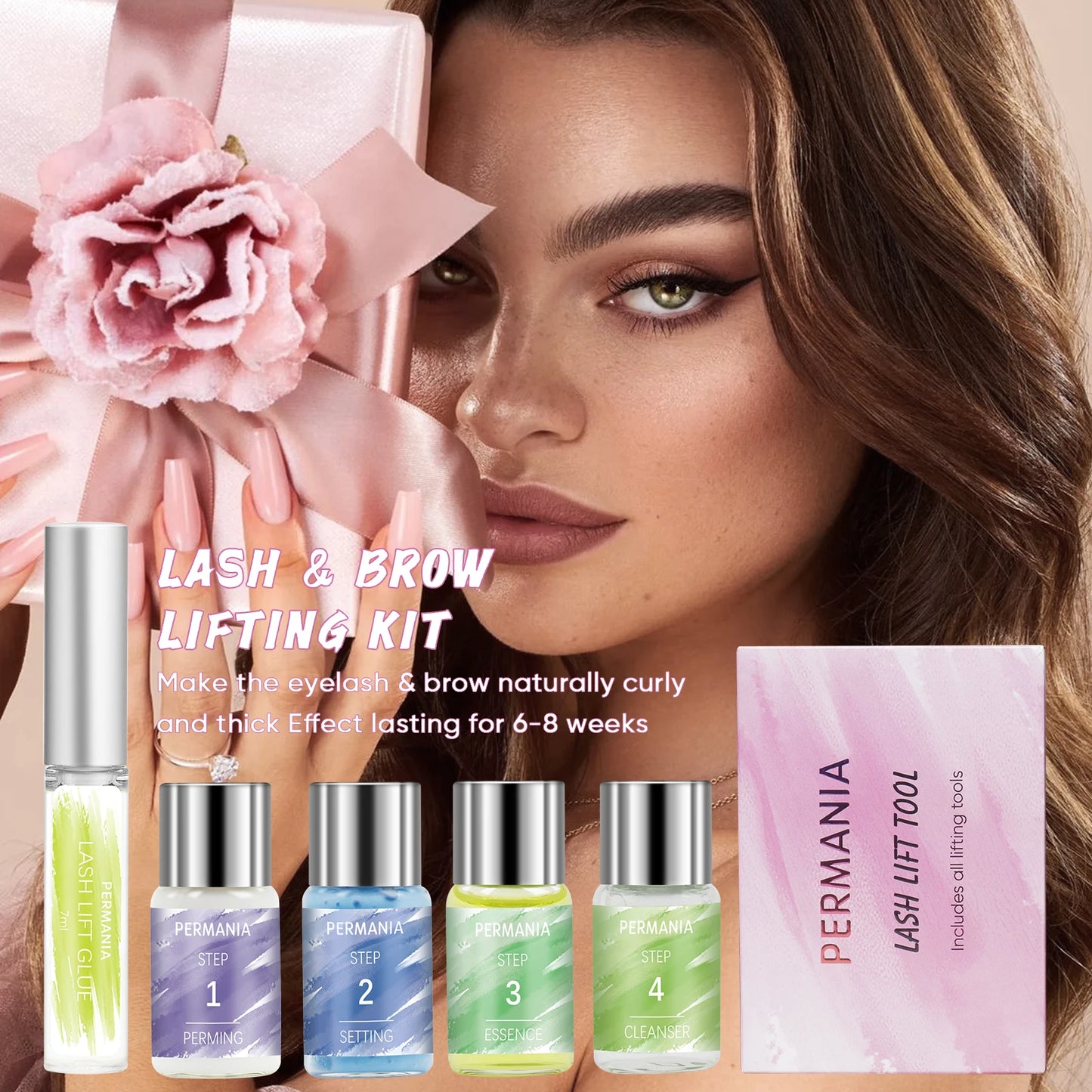 Verhoog je look met de PERMANIA Wenkbrauw Laminatie & Wimper Lift Kit - Alles-in-één Cruelty-Free Wenkbrauw Permanent Oplossing met Essentiële Gereedschappen & Accessoires!