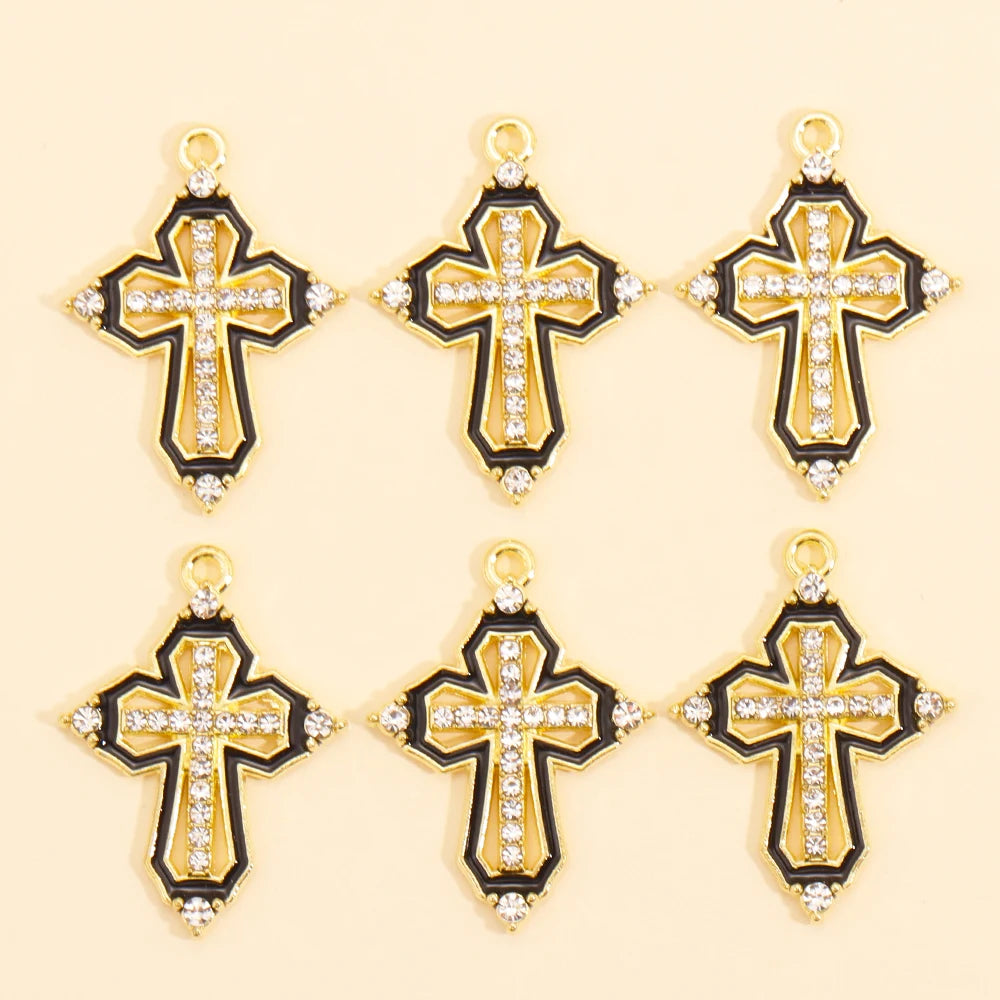 Crystal Cross Charms Gold Silver Crucifix Jewelry Making Supply