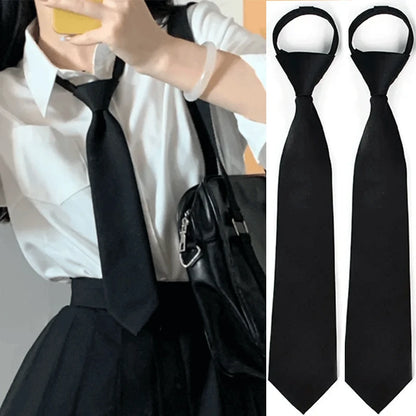 Stijlvolle Unisex Zwarte Clip-On Stropdas - Perfect voor Beveiliging, Uniformen en Studentenmode