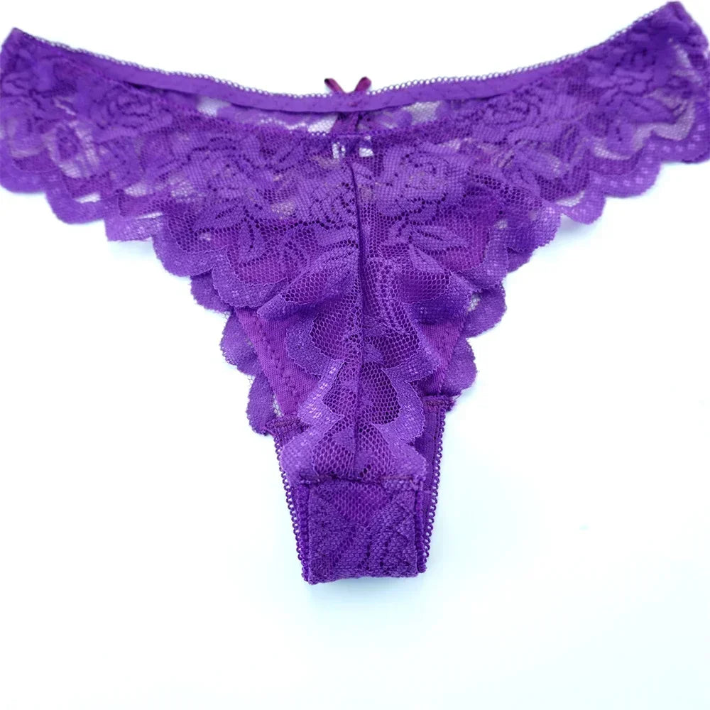 3-delige set! Gratis verzendkosten op stijlvolle dames kant stringondergoed – Sexy lage taille transparante G-string voor de gedurfde en mooie!