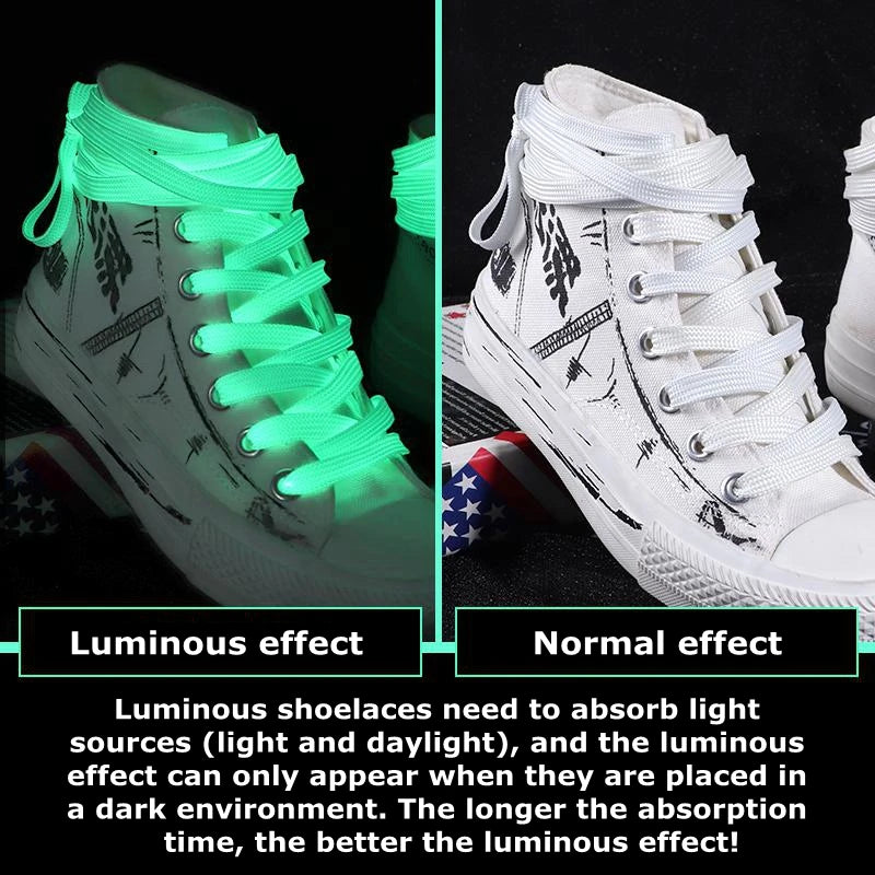 Levende Luminieuze Platte Veters - 6 Kleurkeuzes voor Elke Gelegenheid, Perfect voor Alle Schoenen! Ideaal voor Feesten, Nachtlopen en Unisex Stijl - 1 Paar