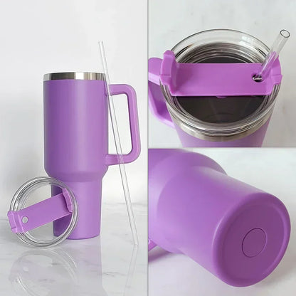 Extra grote 40oz geïsoleerde mok met handvat, deksel en rietje - Perfecte roestvrijstalen koffie reisthermosbekertje!