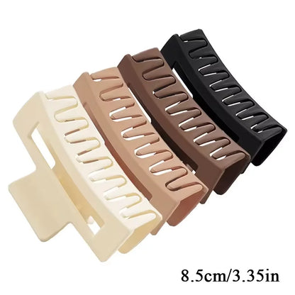 Set van 4 Chic Effen Kleur Holle Haarklemmen in de Vorm van Een Haai - Perfect voor Moeiteloze Hairstijlen!