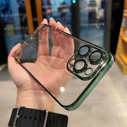 Glamoureuze Elektrolytisch Gecoate Glitter iPhone Hoes - Adembenemende Schokbestendige Bescherming voor 12ProMax, 13, 14, 15 en 16 Modellen