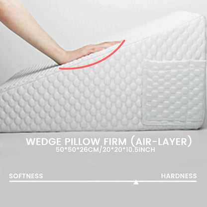 Comfort Wedge Kussen voor Betere Slaap - Luchtlaag Geheugenfoam voor Rug-, Been- en Kniepijnverlichting met Afneembare Hoes