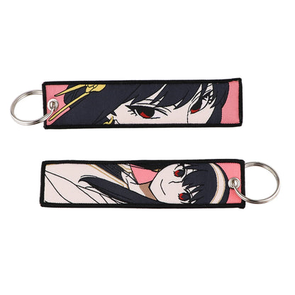 Stijlvolle Japanse Anime Geborduurde Sleutelhangers – Perfecte Sleuteltags voor Motorfietsen, Auto's en Rugzakken – Trendy Sleutelhanger Cadeaus voor Vrienden!