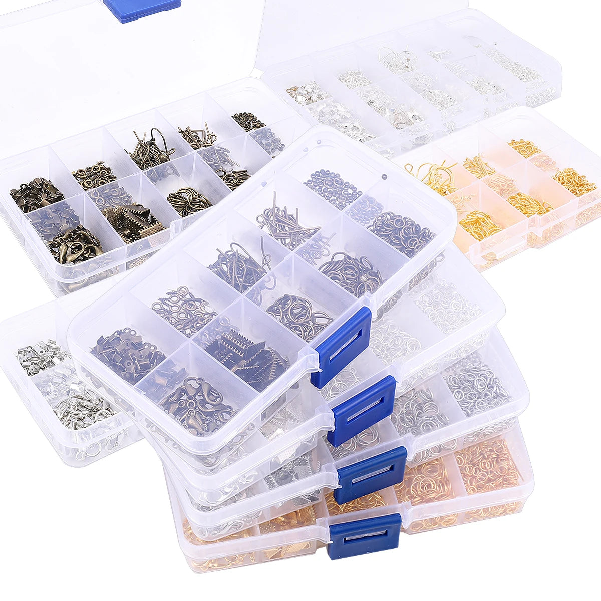 Schmuckzubehör Set 200 Teile mit Zange Verschlüsse Biegeringe für DIY Schmuckherstellung