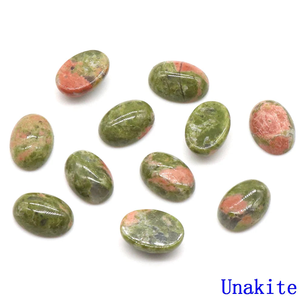 20pcs Natural Stone Oval Cabochons Flat Back Gemstones for Jewelry Making DIY Ring Pendant Earring Craft Supplies