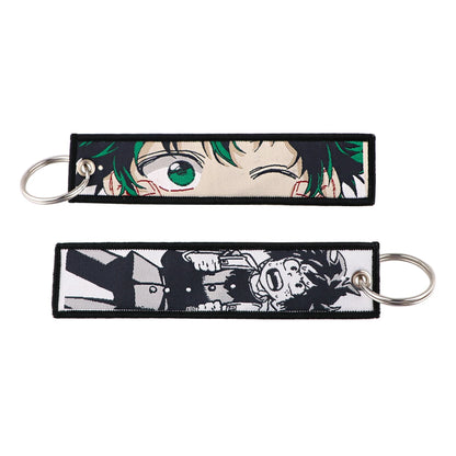 Stijlvolle Japanse Anime Geborduurde Sleutelhangers – Perfecte Sleuteltags voor Motorfietsen, Auto's en Rugzakken – Trendy Sleutelhanger Cadeaus voor Vrienden!