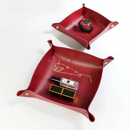 Chic Nordic Leren Opbergbak - Elegante Bureau Organizer voor Sleutels, Sieraden en Cosmetica - Vouwbare Thuisdecoratie Oplossing