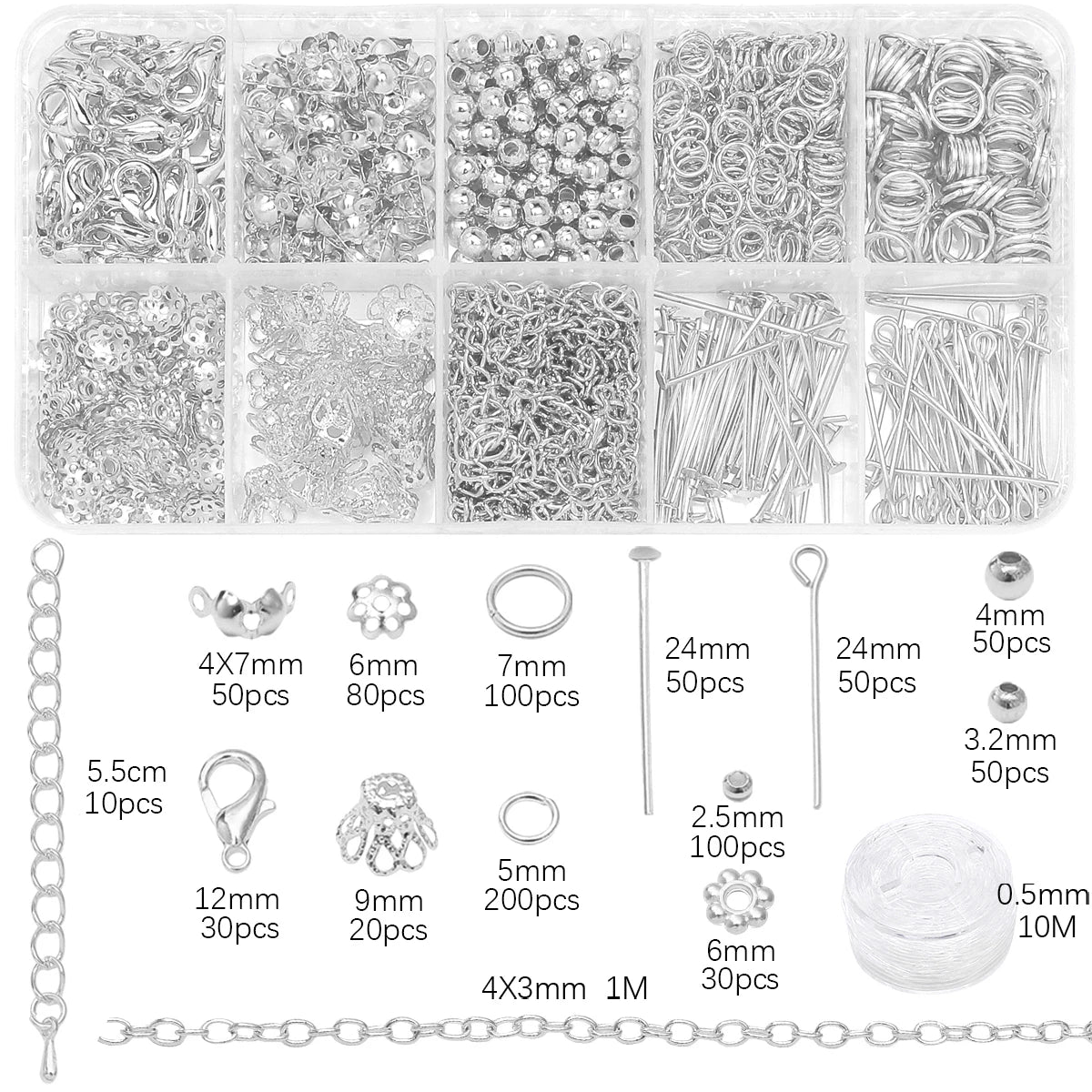 Schmuckzubehör Set 820 Teile Ketten Verschlüsse Verbinder für DIY Schmuckherstellung Bastelbedarf