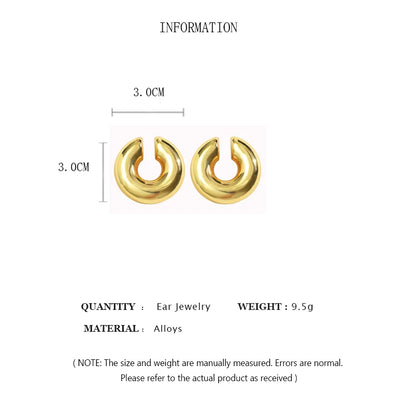 Chique Geometrische Glanzende Oorclip Oorbellen - Statement Minimalistisch Ontwerp in Goud & Zilver voor Dames