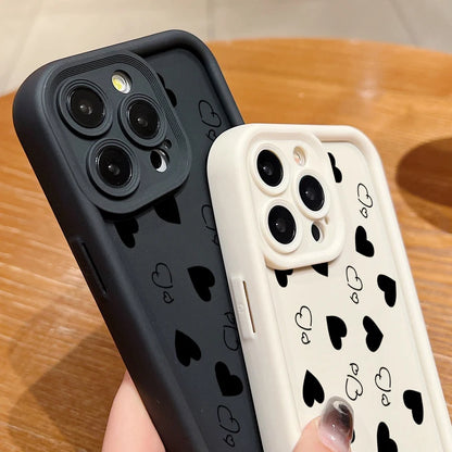 Stijlvolle Matte Hart Motief Telefoonhoes voor iPhone 16, 15, 14 Pro Max, 16E, 13, 12, 11, Mini, 7, 8 Plus, XR, XS Max en SE - Zachte en Schokbestendige Bescherming!
