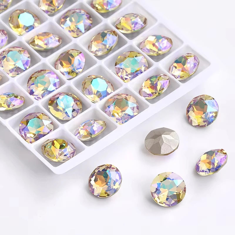 20 Pieces of Round K9 Glass Rhinestones Pointback Crystal 32 Facet Loose Stones for Jewelry Making Nail Art Garment Decor