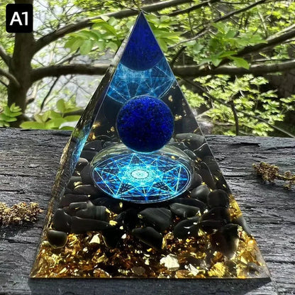 Amethist Energiepiramide Orgoniet - Natuurlijke Helende Kristallen Bol voor Chakra Balanceren, Huisdecoratie en Unieke Cadeau-ideeën