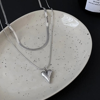 Charmante Dubbel Laag Hart Hanger Ketting voor Dames - Elegante en Stijlvolle Sieraad