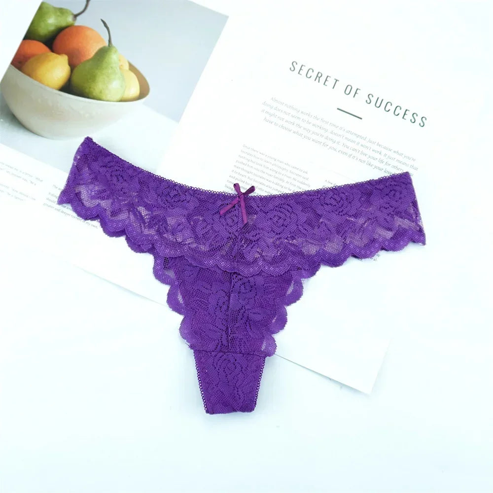 3-delige set! Gratis verzendkosten op stijlvolle dames kant stringondergoed – Sexy lage taille transparante G-string voor de gedurfde en mooie!