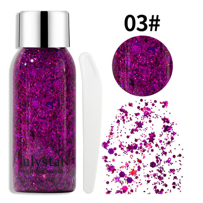 Sprankelende Lichaamsglittergel met Langdurige Pailletten voor Gezicht, Ogen en Haar - Perfect voor Feesten en Zeemeermin-geïnspireerde Looks, met Eenvoudige Verwijdering voor al je Podiummake-upbehoeften!