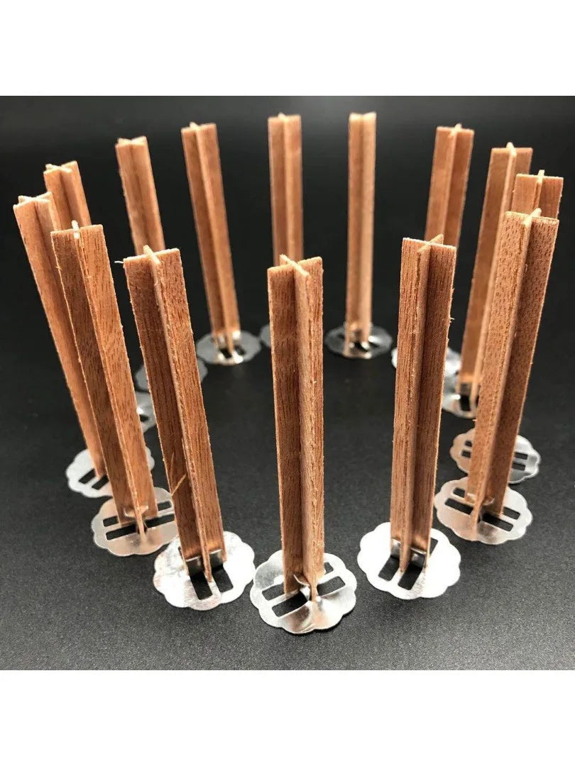 Cross Wooden Candle Wick with Metal Base for DIY Soy Wax Candles