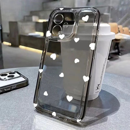 Schattige Cartoon Liefde Hart Telefoonhoes voor iPhone 16 Pro Max, 14, 12, 13, 11, 15, Mini, X, XR, XS, 7, 8 Plus, SE 2 & 3 - Heldere Zachte Shell Bescherming