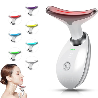 Herleef Je Huid: 7-Kleur Anti-Rimpel Gezichtsmassager voor Hals en Gezicht - Verstevig en Lift met Dit Dubbele Kin Vermindering Hulpmiddel!