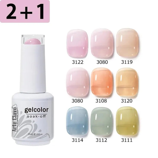 Set van 3 Jelly Gel Nagellakken in Kleur Nude Roze - Ademend Semi-Permanente Nagellak Perfect voor Manicures en Nagelkunst