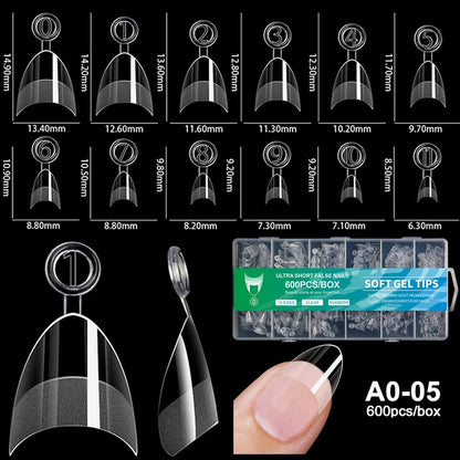Elegante Amandel Franse Coffin Zachte Gel Nepvalse Nageltips - Volledige Bedekking Semi-Matte Extensions voor een Gepolijst Uiterlijk