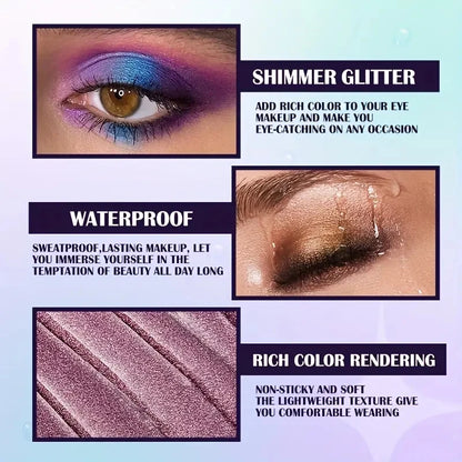 Glamoureuze 13-kleur Waterdichte Vloeibare Oogschaduw Palette - Hoge Glans, Langhoudend en Vlekbestendige Make-up voor Indrukwekkende Looks