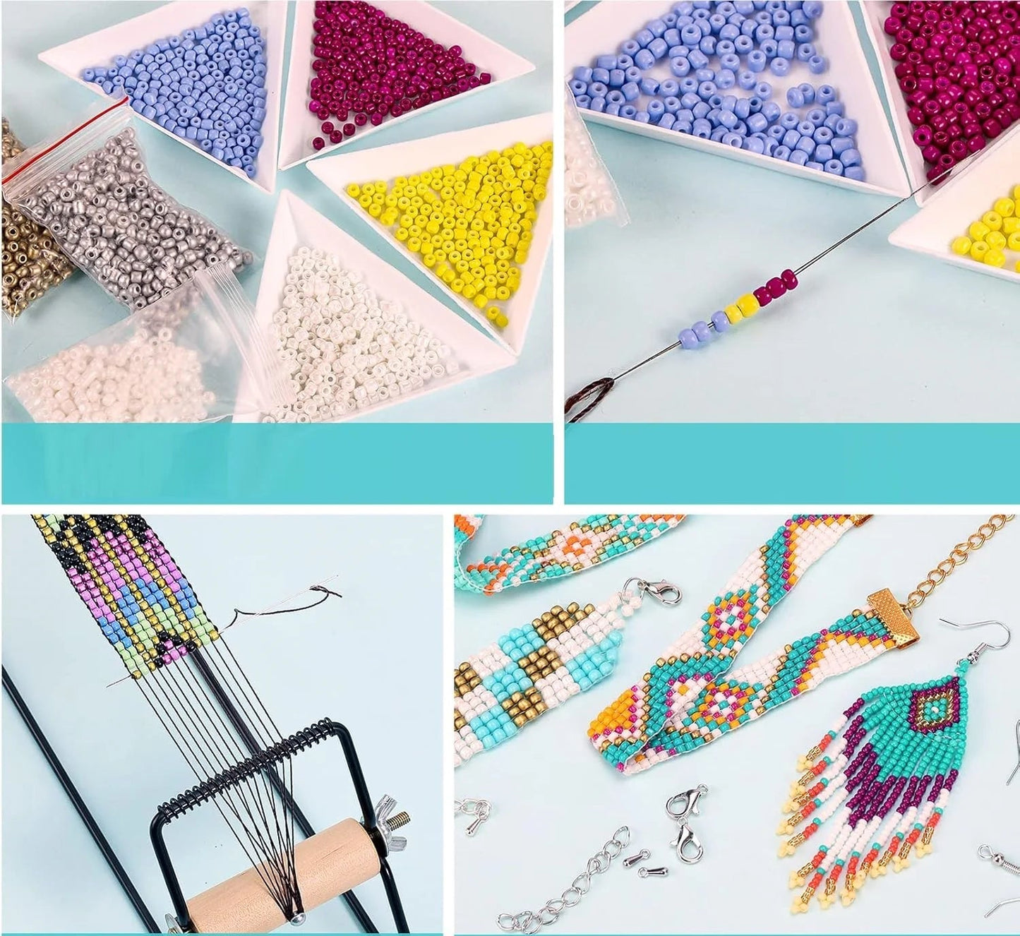 Perlenwebrahmen DIY Set Schmuckherstellung für Armbänder Ohrringe Halsketten Bastelset