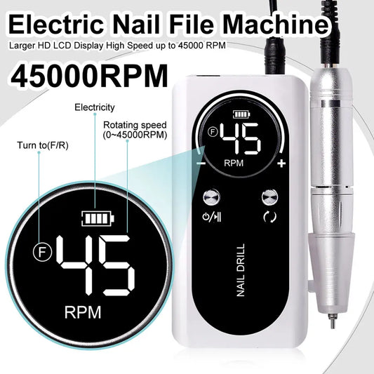 Ultieme Draagbare Elektrische Vijl met Weergave - Professionele Nagelgrinder en Accessoireset voor Perfecte Nagels!