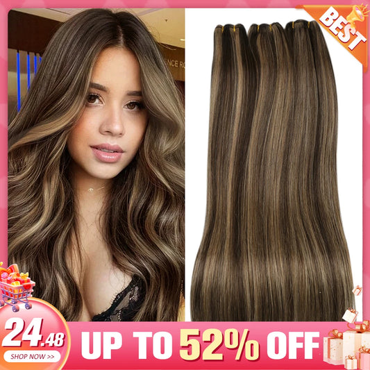 Moresoo Premium Menselijk Haar Wefts - Braziliaans Remy Steil Weefbundels, 100g Innaaibare Haarextensions voor een Natuurlijke Look