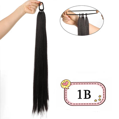 Verhoog je uitstraling met LUPU 28-inch Synthetische Paardenstaart Extensions - Veelkleurige Doe-Het-Zelf Vlechtstijlen voor Vrouwen en Meisjes in Zwart en Bruin