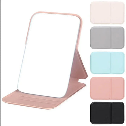 Stijlvolle Hoge Kwaliteit Mini Vouw Make-up Spiegel voor Vrouwen - Draagbaar Pocketformaat met Chique Effen Kleur Handvat