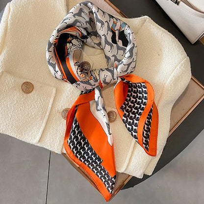Chique 2023 Zijden Nek Sjaal met Elegante Paardenprint voor Vrouwen - Veelzijdige Vierkante Haarwraps, Foulards en Bandana Opties