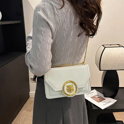 Trendyt 2024 Dames Leren Ketting Schoudertas - Chique Kleine Vierkante Crossbody & Casual Tote Messenger voor Stijlvolle Dames