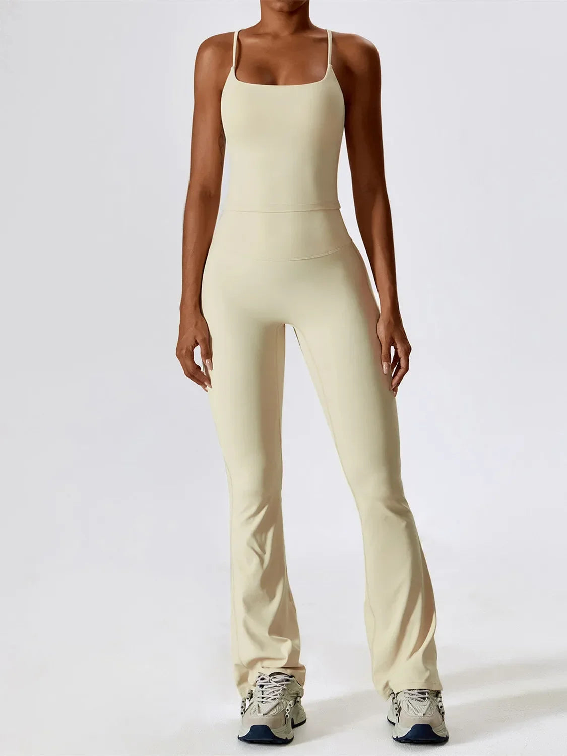 Til je training naar een hoger niveau: 2-delige dames yoga set met hoge taille flare leggings en stijlvolle mouwloze vest top voor ultiem comfort en prestaties