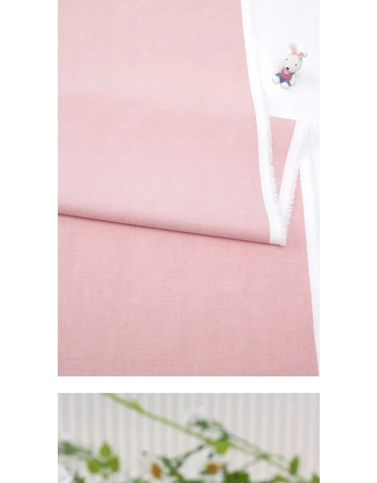 Pink Linen Cotton Fabric for Sewing Quilting Patchwork DIY Bags Baby Clothes Home Decor