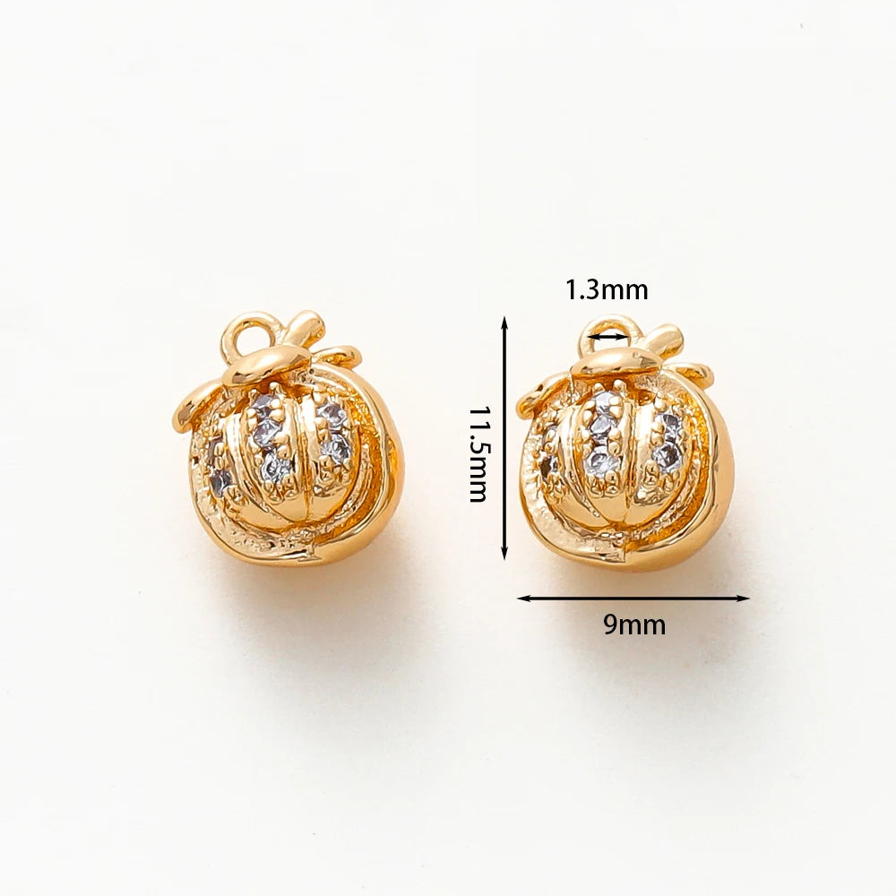 2pcs Strawberry Charms 18K Gold Plated Fruit Pendants Brass
