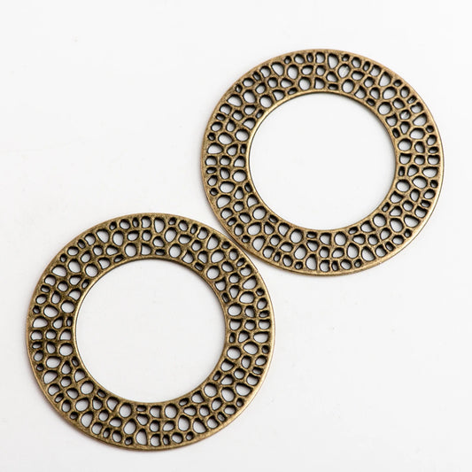 Round Filigree Pendant Charms for Jewelry Making Copper Alloy Circle Connectors DIY Earrings Necklaces Craft Supplies