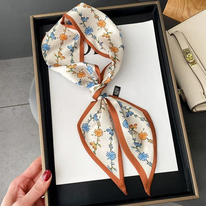 Trendy Floeiende Satijnen Zijde Haar Riem Sjaal voor Vrouwen – Stijlvolle Nekstrik, Tas Sjaal en Skinny Haarband – 2024 Collectie