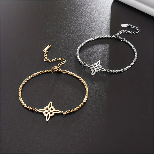 Elegante Rvs Ierse Knoop Armband voor Vrouwen - Eenvoudige maar Stijlvolle Sieraad met Charms
