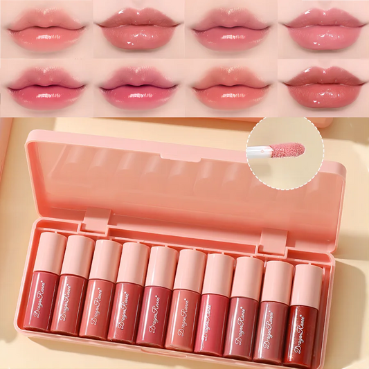 Glamoureuze 10-delige Lippencollectie: Vonkelende Glitter Gloss, Vibrante Lip Glaze, Luxe Niet-Plakkerige Cup, Langdurige Hydraterende Glans, Parelmoer en Glanzende Afwerkingen - Jouw Ultieme Lippenkleur Set