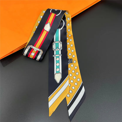 2024 Chic Zebra Florale Zijden Sjaal - Luxe Modeaccessoire voor Vrouwen, Veelzijdige Haarband, Stijlvolle Neckerchief en Elegante Tas Sjaal